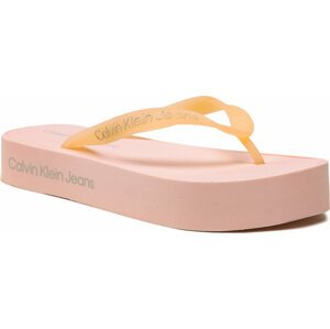 Žabky Calvin Klein Jeans Beach Sandal Flatform Logo YW0YW01092 Peach Blush/Oyster Mushroom TLL