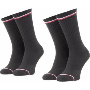 Sada 2 párů vysokých ponožek unisex Tommy Hilfiger 100001096 Black 200