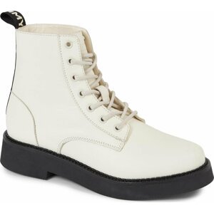 Polokozačky Tommy Jeans Tjw Lace Up Flat Boot EN0EN02310 Rich Cream YA6