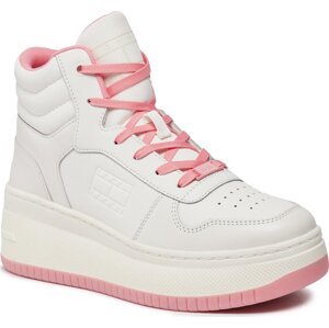 Sneakersy Tommy Jeans Tjw Retro Basket Mc Lace Up EN0EN02422 Ecru / Doll Pink YBL