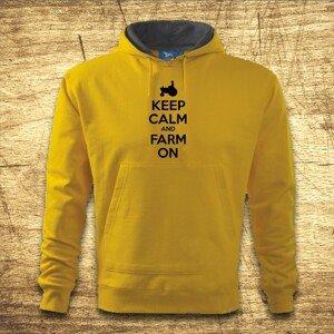 Mikina s kapucňou s motívom Keep calm and farm on