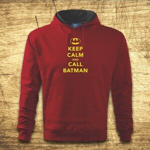 Mikina s kapucňou s motívom Keep calm and call Batman.