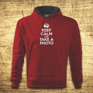 Mikina s kapucňou s motívom Keep calm and take a photo.