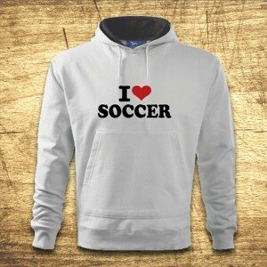 Mikina s kapucňou s motívom I love soccer