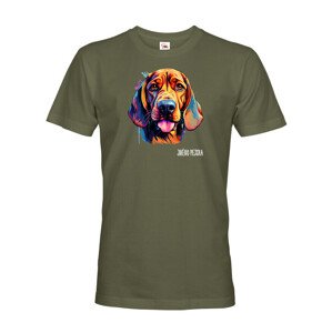 Pánské tričko s potiskem plemene Bloodhound s volitelným jménem
