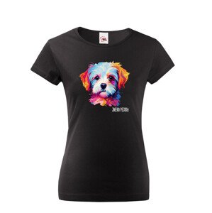 Dámské tričko s potiskem plemene Maltézsky psík s volitelným jménem