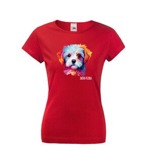 Dámské tričko s potiskem plemene Maltézsky psík s volitelným jménem