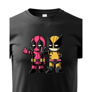 Dětské tričko Flip fiction - Deadpool a Wolverine. Skvělé jako dárek pro milovníky Marvelu