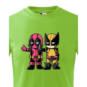 Dětské tričko Flip fiction - Deadpool a Wolverine. Skvělé jako dárek pro milovníky Marvelu