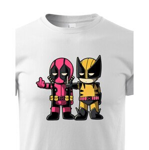 Dětské tričko Flip fiction - Deadpool a Wolverine. Skvělé jako dárek pro milovníky Marvelu