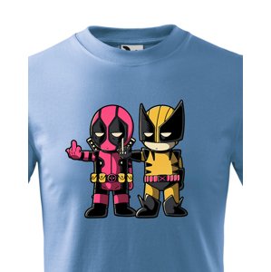Dětské tričko Flip fiction - Deadpool a Wolverine. Skvělé jako dárek pro milovníky Marvelu