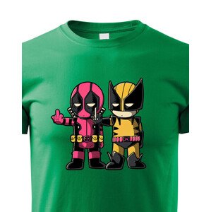 Dětské tričko Flip fiction - Deadpool a Wolverine. Skvělé jako dárek pro milovníky Marvelu