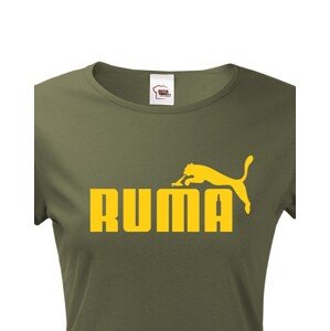 ★ Dámské tričko s oblíbeným motivem Ruma - vtipná parodie na značku Puma