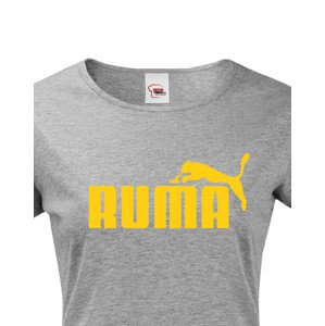 ★ Dámské tričko s oblíbeným motivem Ruma - vtipná parodie na značku Puma