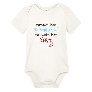 Dětské body s potiskem vypadám jako andílek ale zlobím jako čert