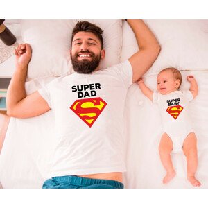 Dětské body pro miminko a tričko pro otce Super Dad a Baby