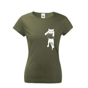 Dámské tričko s kočkou v kapse - ideální dárek pro milovníky koček