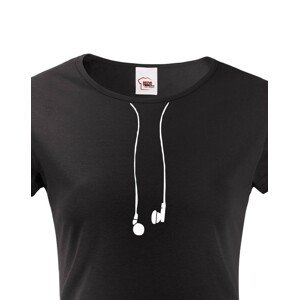 Dámské tričko se sluchátky - vtipný minimalistický potisk na triko