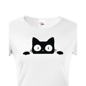Dámské tričko s vykukující kočkou  - ideální dárek pro milovníky koček