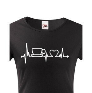 Dámské tričko Srdeční tep káva - triko pro milovnice kávy