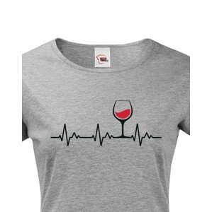 Dámské tričko s vtipným motivem tep vína - Ekg víno