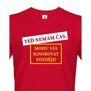 Pánské tričko s potiskem Teď nemám čas. Mohu Vás ignorovat později?