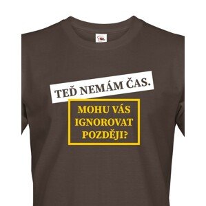 Pánské tričko s potiskem Teď nemám čas. Mohu Vás ignorovat později?