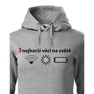 Dámska mikina 3 nejhorší věci na světě - mikina pro všechny mobilní závisláky