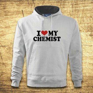 Mikina s kapucňou s motívom I love my chemist