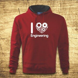 Mikina s kapucňou s motívom I love engineering