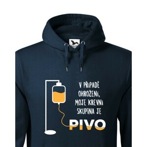 Mikina s pivním motivem Krevní skupina je pivo - ideální dárek